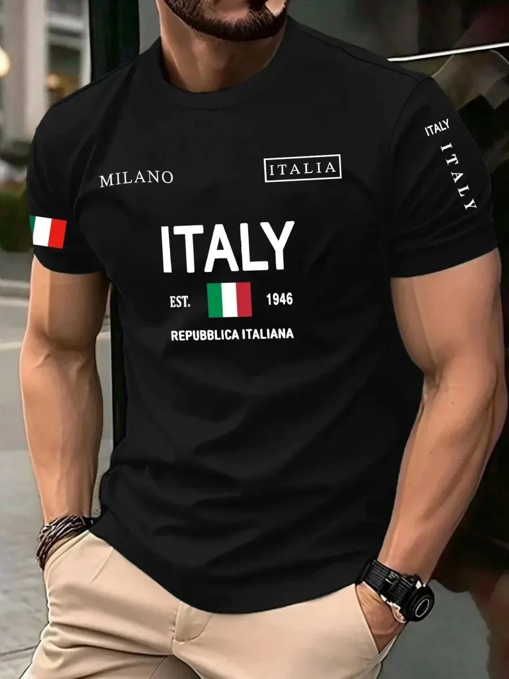Street Fashion Of Milan - T-shirt da uomo 3D con stampa