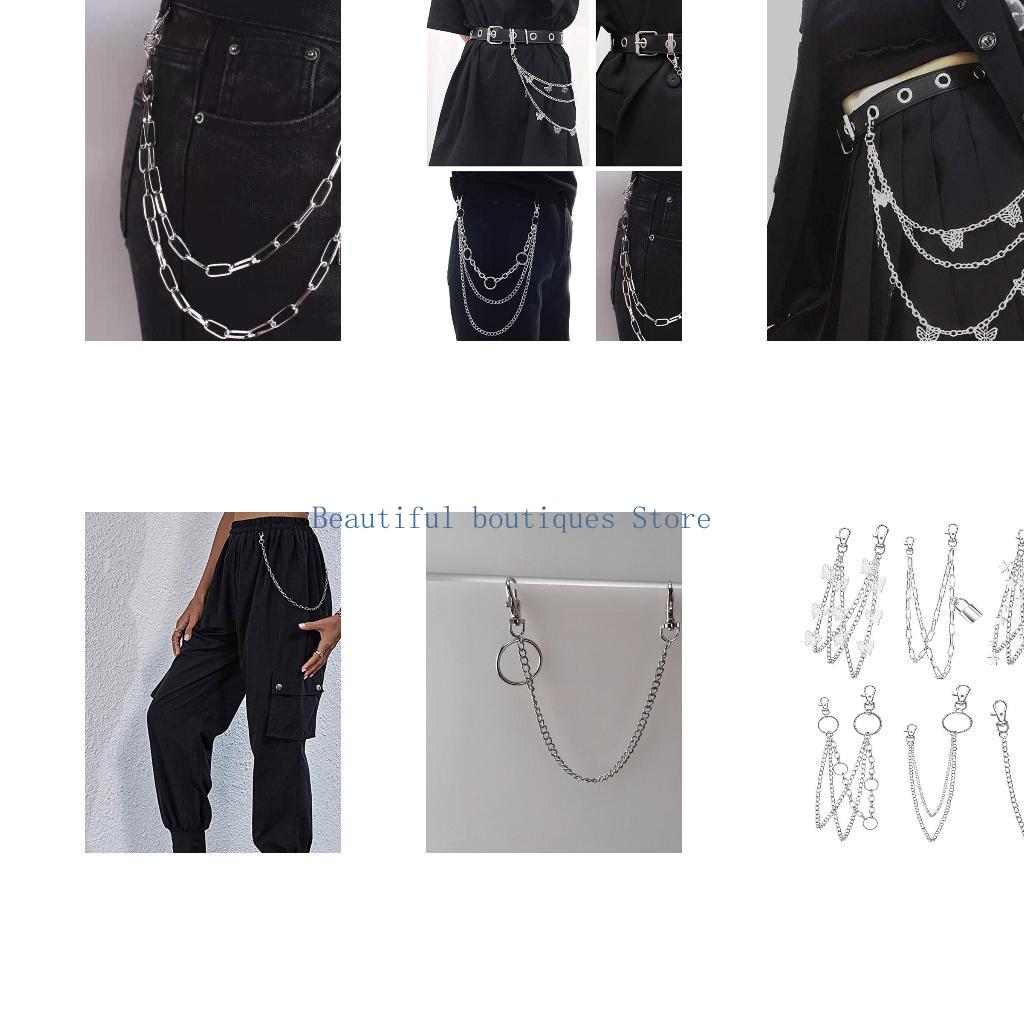 Street Fashion Reference - U4LF 6 pezzi punk pantaloni catena