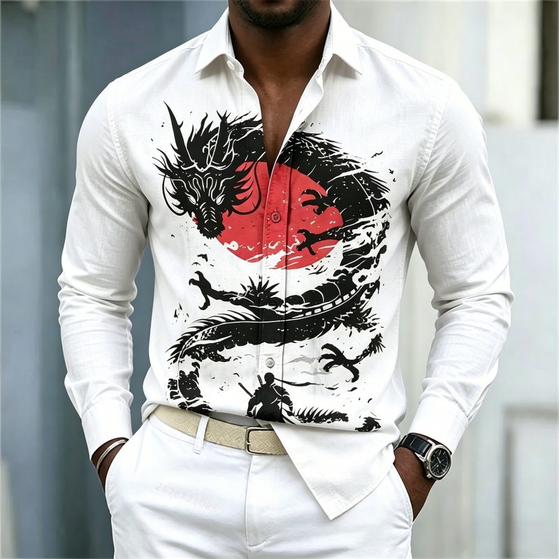 Street Fashion Clothing - Camicia da uomo 2026 nuova, bianca,