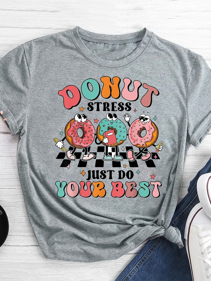 Italy Fashion Street - T-shirt con stampa Cartoon Donut, top
