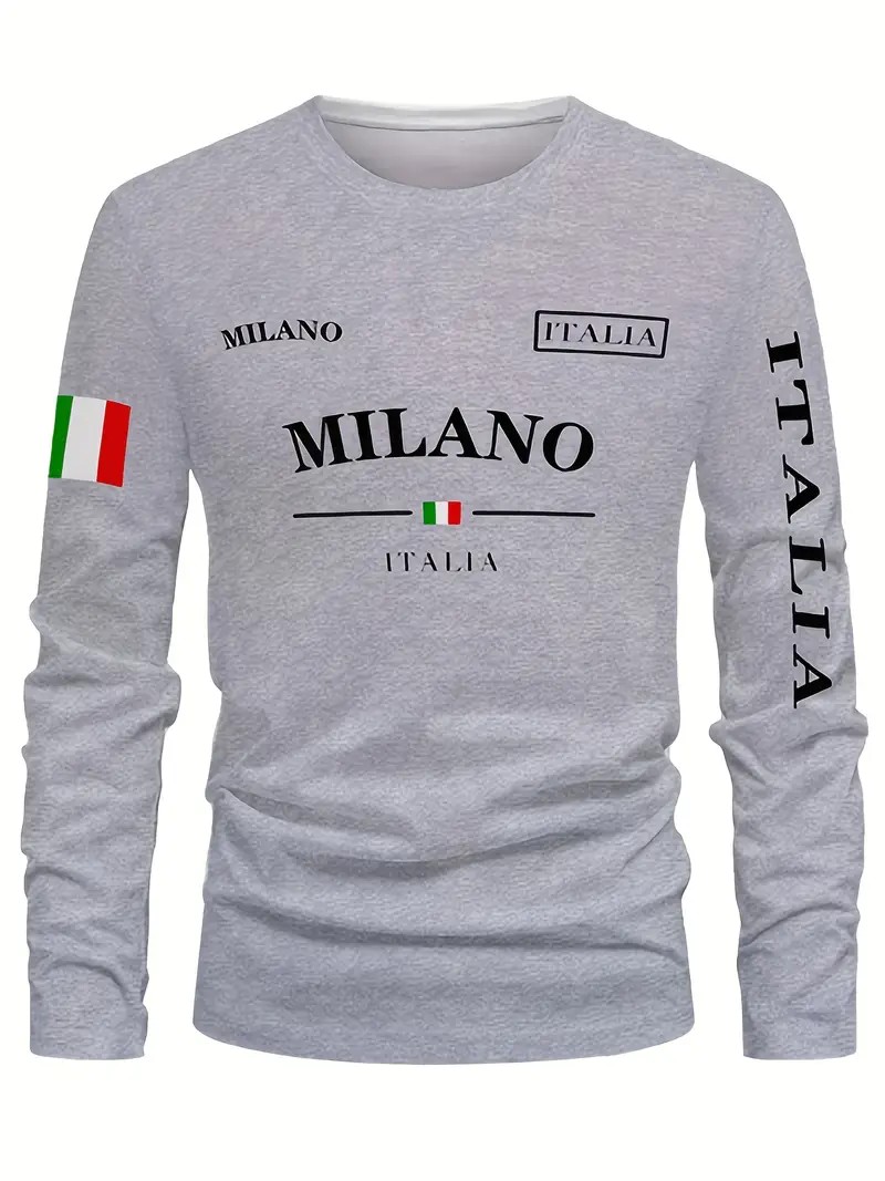Street Fashion Of Milan - T-shirt a Maniche Lunghe da Uomo